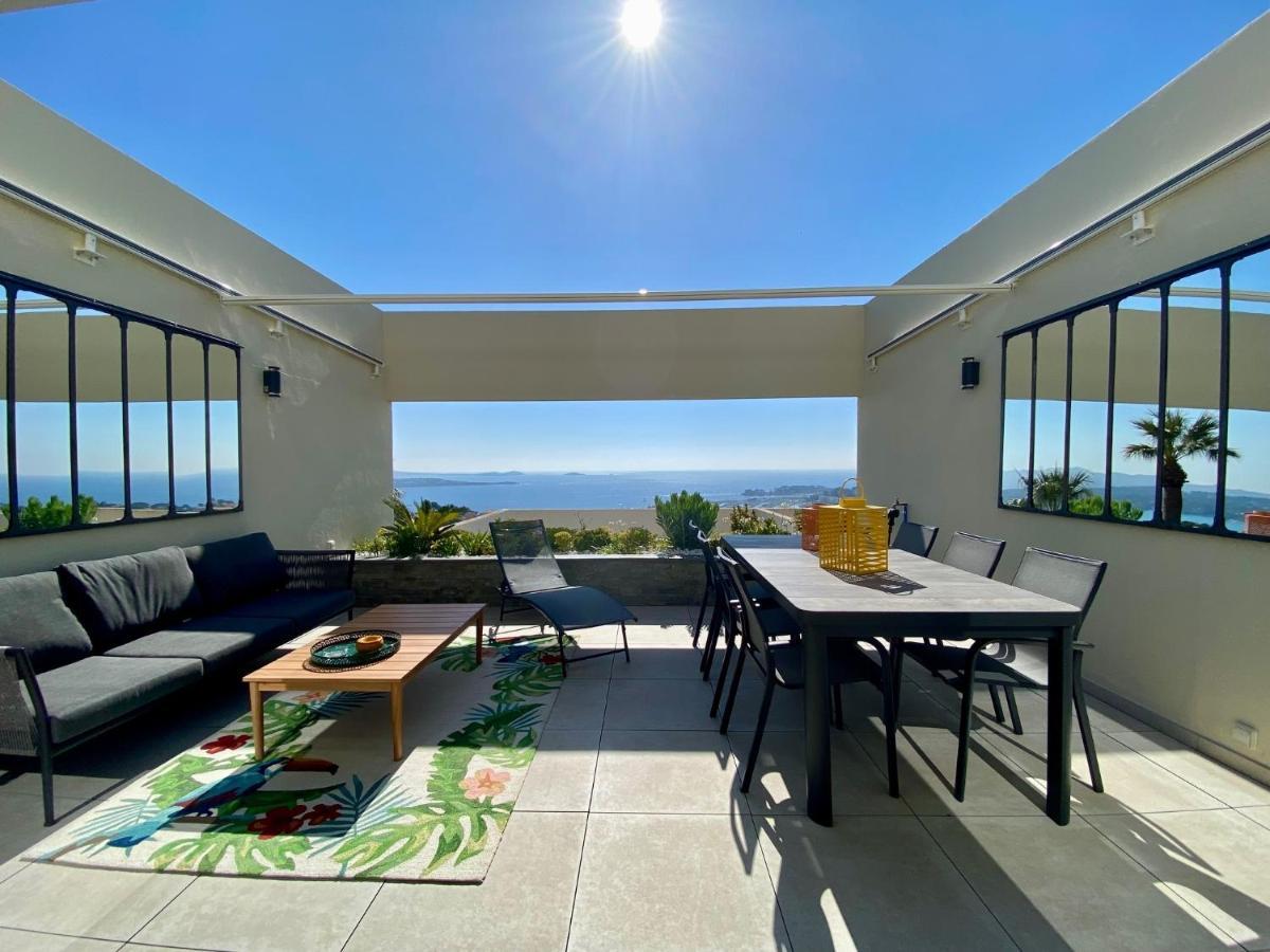 Superbe T2 44M2 - Grande Terrasse Vue Mer Panoramique Exceptionnelle Piscine - Parking Bandol Exterior foto